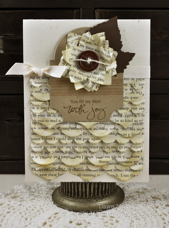 Paper: rustic cream, kraft, dark chocolate, vintage book print<br />
Stamps: Signature Series:...