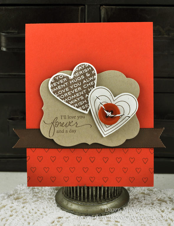 Paper: terracotta tile, kraft, rustic cream<br />
Stamps: Signature Series: Flower, Heart...