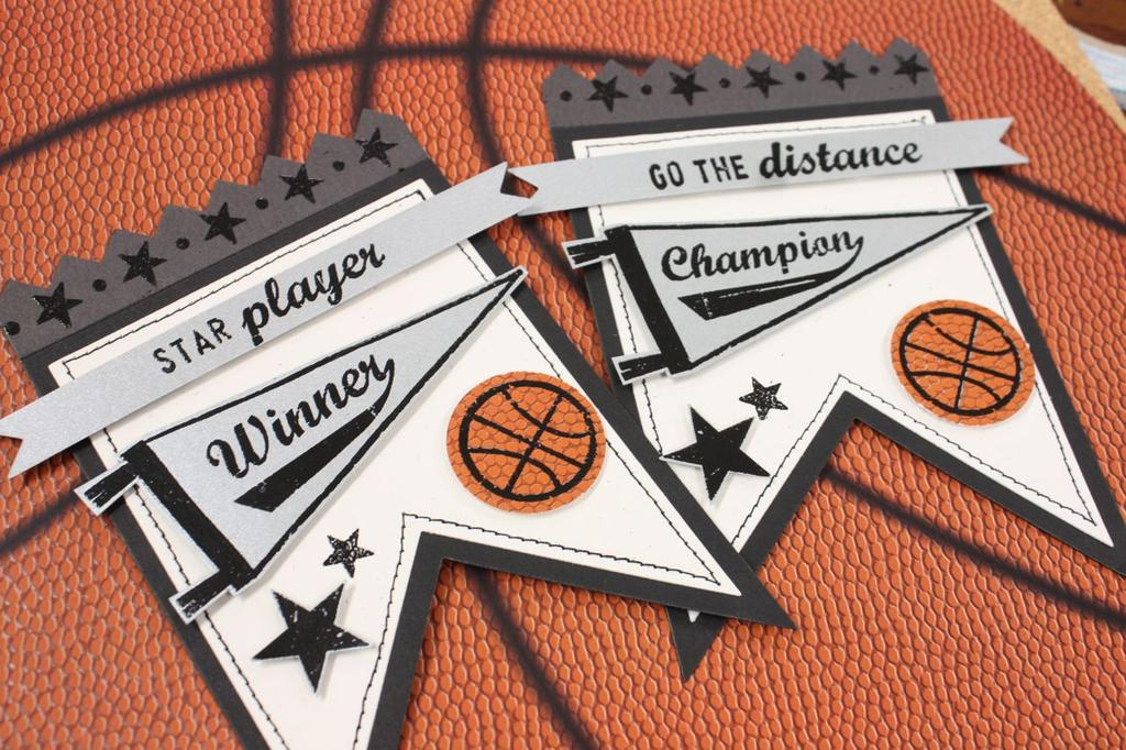 Stamps: All Star &amp; Additions, Have a Ball, Banner Builders<br />
Ink:  Versamark<br />...