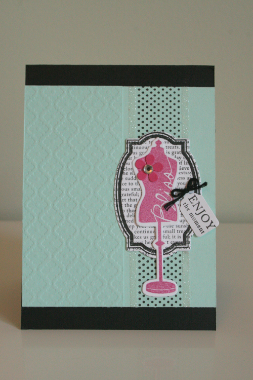 Bliss Card:<br />
<br />
Stamps: Signature Series: Dress Form, Fillable Frame #10, Background...