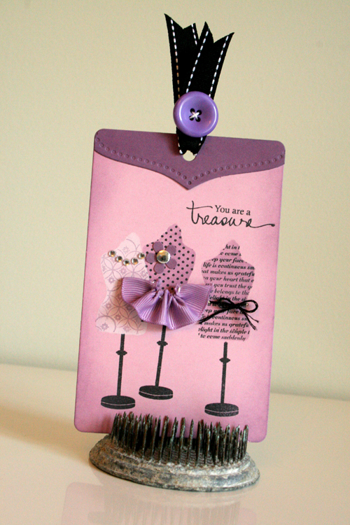 You Are A Treasure Tag<br />
<br />
Cardstock: Plum Pudding and Lavender Moon<br />
Ink:...