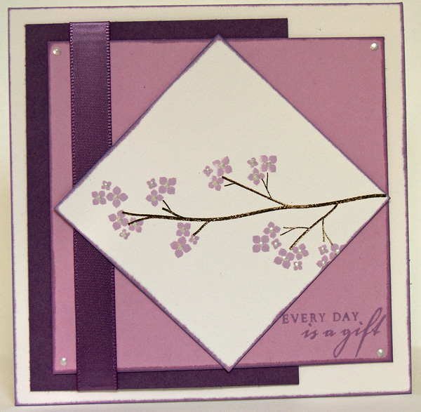 Project Title:  Everyday Is A Gift<br />
Stamps: Out On A Limb (Revised)<br />
Inks: Lavender...