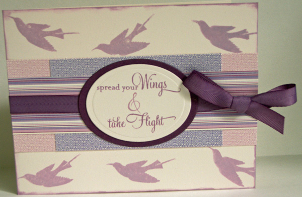 Project Title: Swallow â€¦take flight<br />
Stamps: Birds of a Feather<br />
Inks: Lavender...