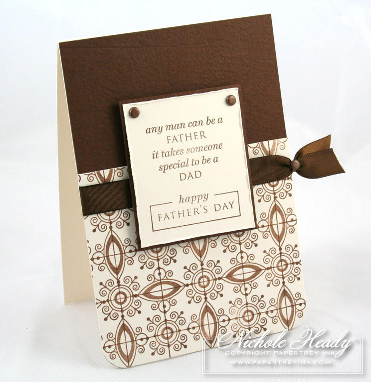 Stamps: (background) Guide Lines, (sentiment) Father Knows Best<br />
Ink: Burnt Umber...