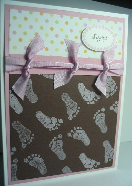 I loved Willow&#039;s pink and brown Bee Happy card, so I turned it into a baby card! <br />...