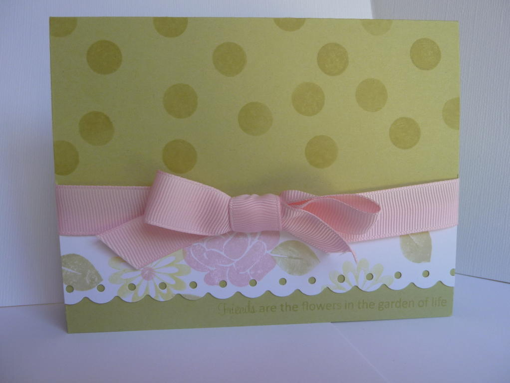 Garden of Life stamps, pti cardstock, inks, and ribbon