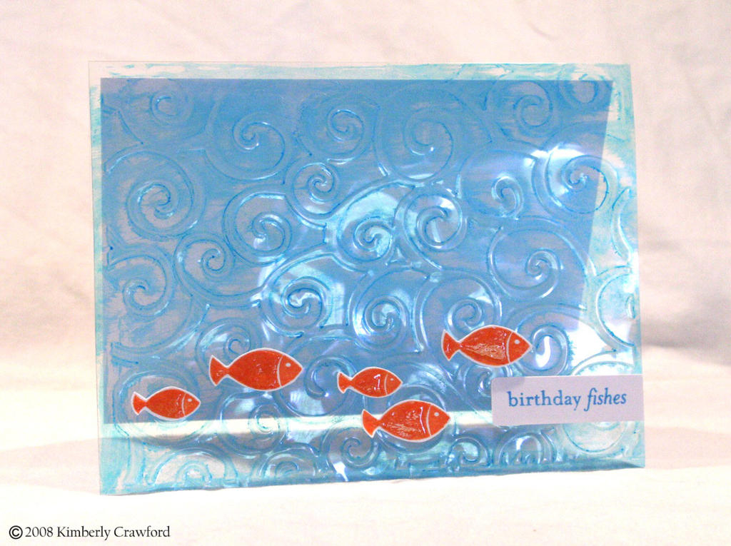 The transparency was run through my Cuttlebug with an embossing folder. Then Palette (Reflection...