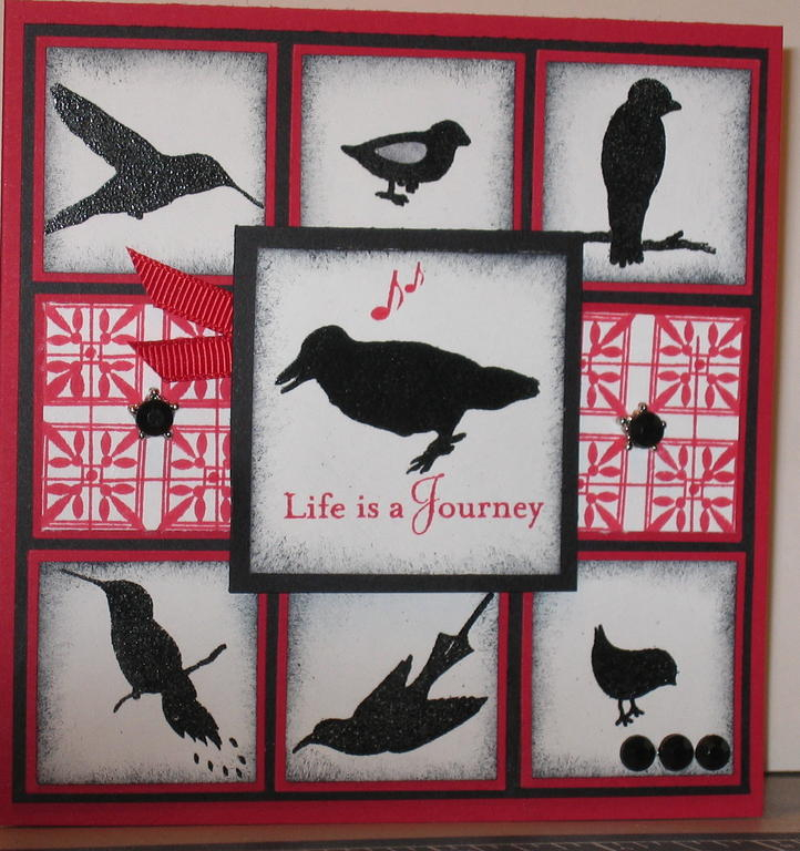 All birds are embossed with black EP.  Silver findings hold the two side rhinestones.