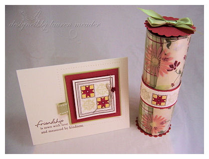 Fabric Tube gift set<br />
<br />
Stamps: Quilters Sampler &amp; Quilter&#039;s Sampler...