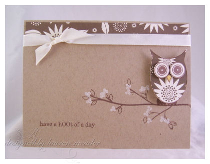 Patched Owl<br />
<br />
Stamps: Wise Owl, Out on a Limb<br />
Inks: Burnt Umber, CTMH craft...