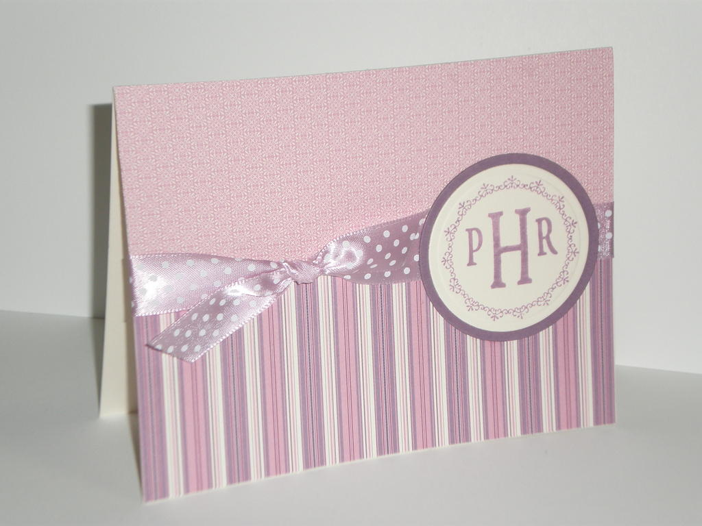 Here is one of 6 monogram cards I made.  A set of 6 - 2 of each design.