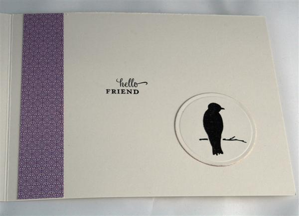 Inside of the card. I used an extra strip of the patterned paper inside.