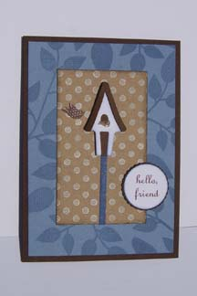 Friendship card using Polka Dot Basics &amp; Beautiful Blooms.  The birdhouse was made using a...