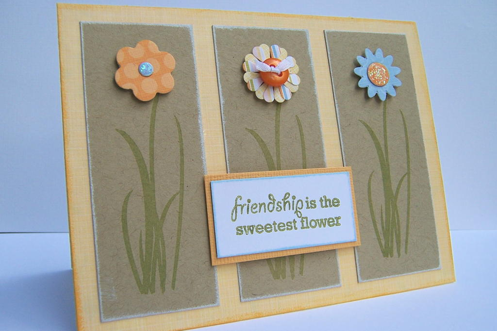 Floral card using Honey Bees &amp; Green Thumb.  The flower tops are Quickutz dies.  The...