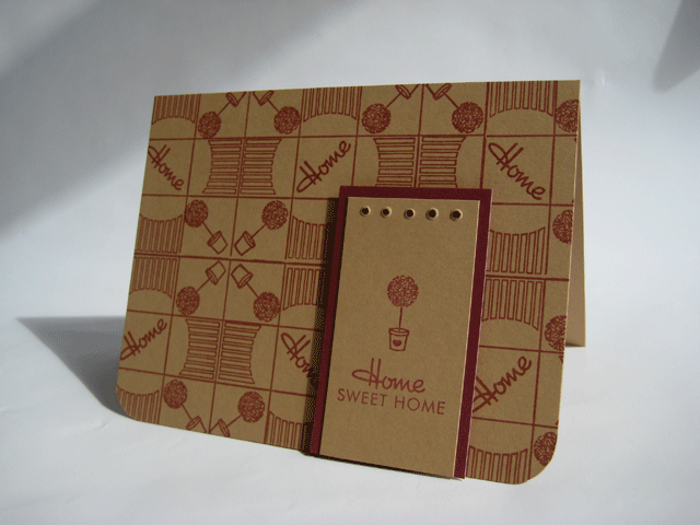 I stamped the background pattern with the guidelines set, wee fence, topiary tree and sentiments...