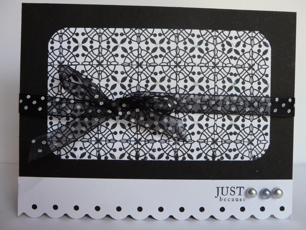 guidelines and mixed messages stamps, palette noir ink, dew drops, michaels ribbon