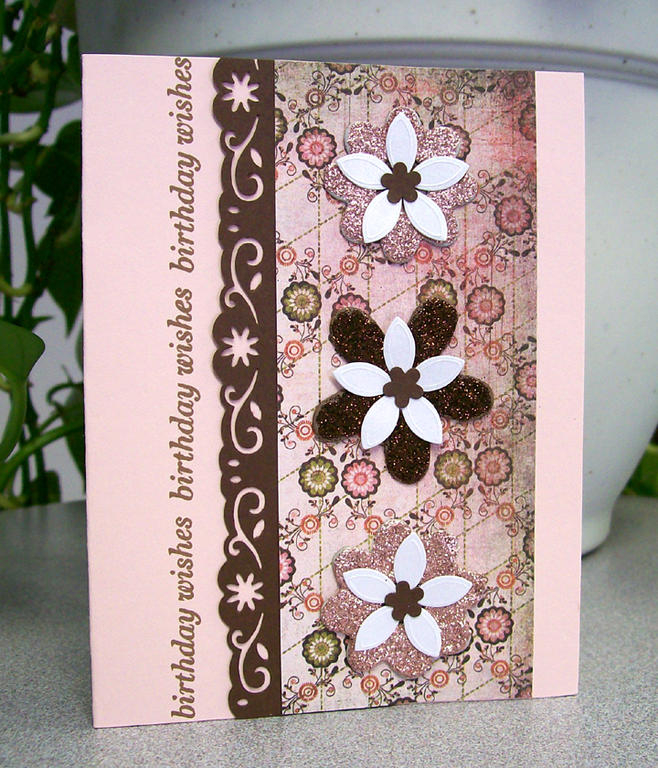 I started with a base of Sweet Blush cardstock then added some pattered paper from Basic Grey....