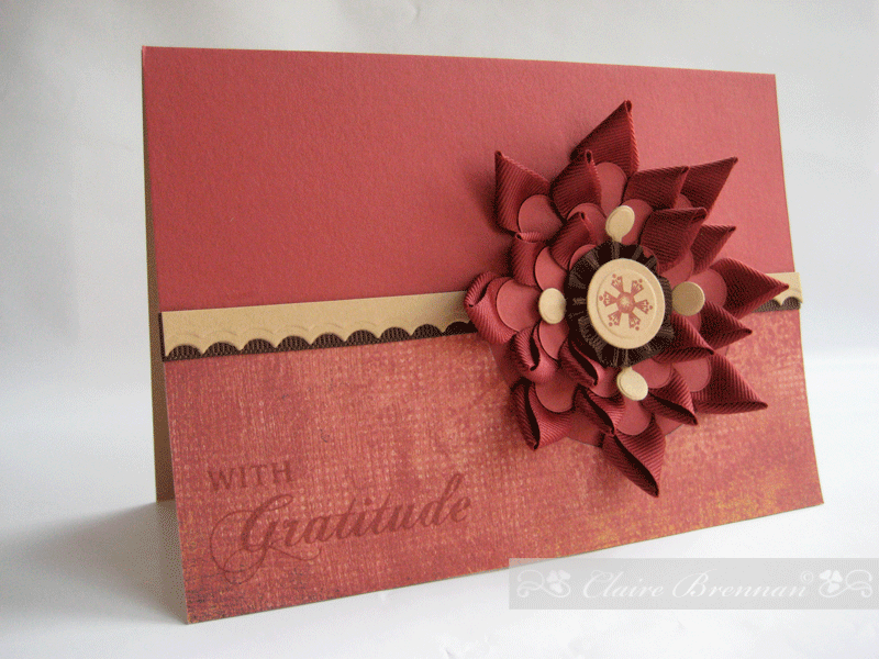 Flower petals made from ribbon, small how-to will be on my blog soon. Thank you for looking.