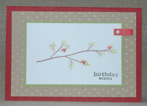 Stamps used : Polka dots basic - Out of limb revised - Faux ribbon<br />
Inks : Palette white...