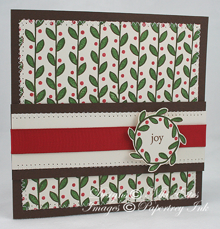 Project Title: Joy<br />
Stamps: Rustic Branches (Papertrey Ink)<br />
Cardstock: Vintage...