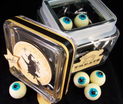 Creepy Treats Open<br />
<br />
Stamps- Spooky Sweets II<br />
Cardstock-Lemon Tart, black<br...