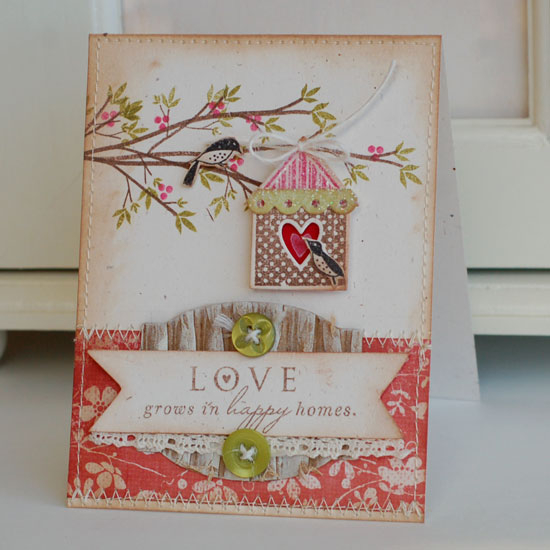 Stamps:  Love Lives Here, Out on a Limb, Merry Little Christmas<br />
Ink:  Fresh Snow Dark...