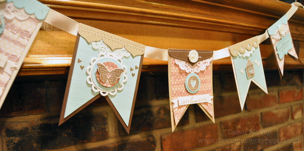 Paper: rustic cream, kraft, dark chocolate, aqua mist, Sweet Symphony<br />
Stamps: Love Lives...