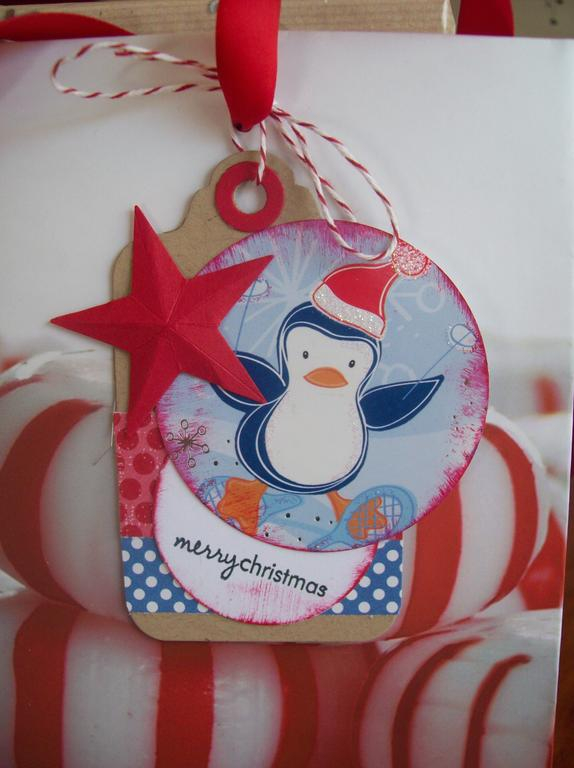 Tag using recycled Christmas card