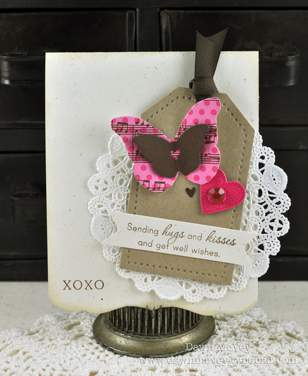 Paper: rustic cream, kraft, dark chocolate, Sweet Symphony<br />
Stamps: Heart Prints, Healing...