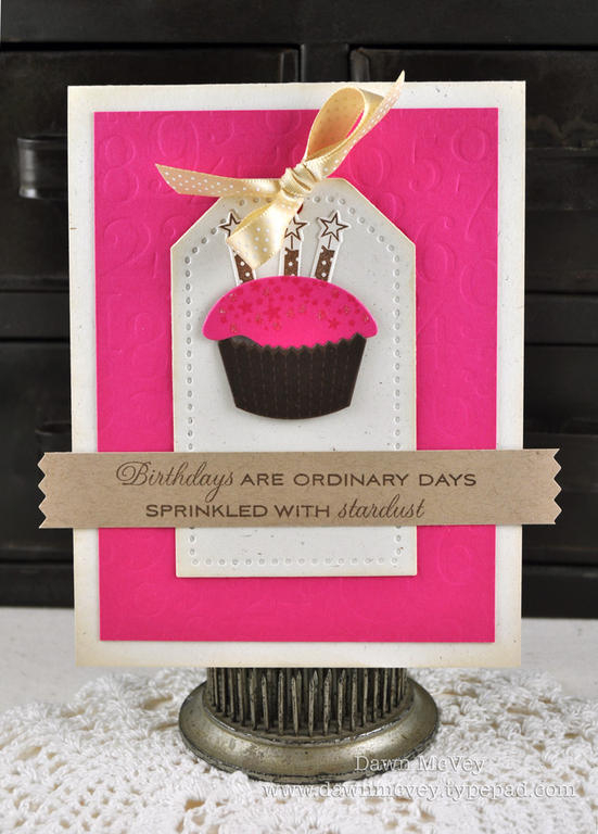 Paper: rustic cream, kraft, raspberry fizz, dark chocolate<br />
Stamps: Cupcake Collection,...