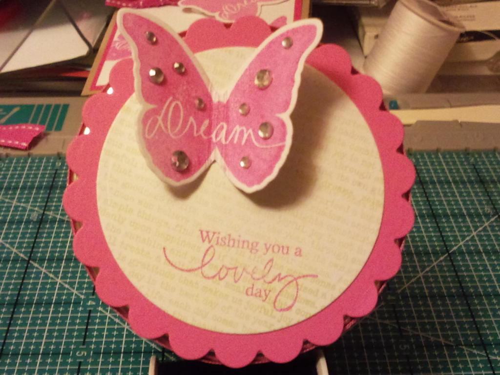 Lid for my friends skittles jar. CCan you spot a butterfly? I seem to be going butterfly daft...