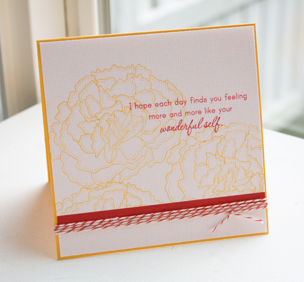 * Stamps- Year of Flowers: Carnations, Healing Touch Sentiments<br />
    * Ink- Pure Poppy,...