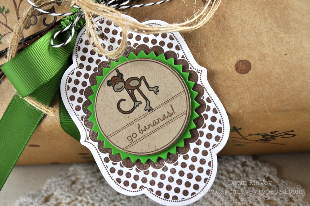 Paper: stamper's select white, kraft, new leaf<br />
Stamps: Tiny Treats: Birthday, Polka...