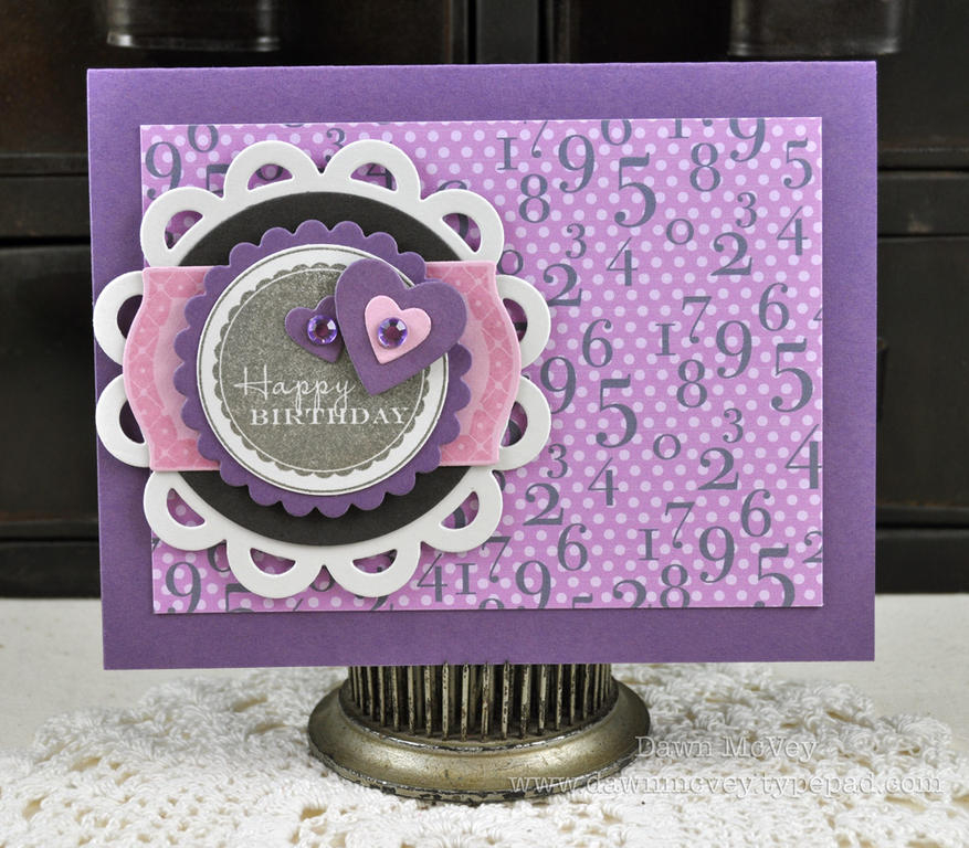 Paper: plum pudding, lavender moon, smokey shadow, soft stone, By The Numbers <br />
Stamps:...