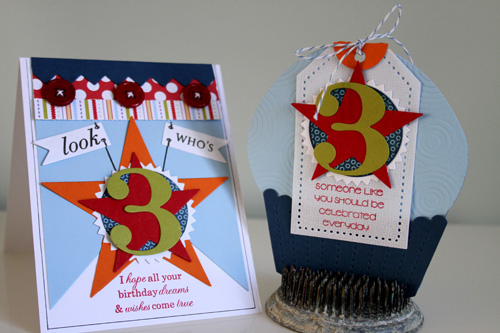 Look Who's Three<br />
<br />
Stamps: Big Birthday Wishes, 2011 Birthday Tags, Banner...