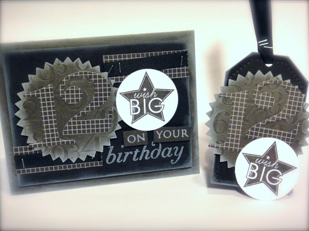 stamps: 2011 Birthday Tags, Big Birthday Wishes<br />
<br />
ink: True Black, Fresh Snow<br />...
