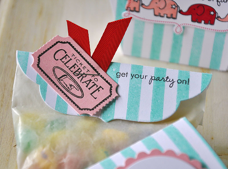 Stamps: Tiny Treats: Birthday, Distressed Strips &amp; Just The Ticket<br />
Ink: Aqua Mist...
