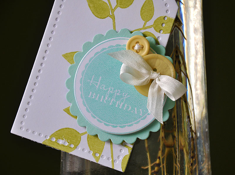Stamps: 2011 Birthday Tags &amp; Turning a New Leaf<br />
Ink: Spring Moss &amp; Aqua Mist<br...