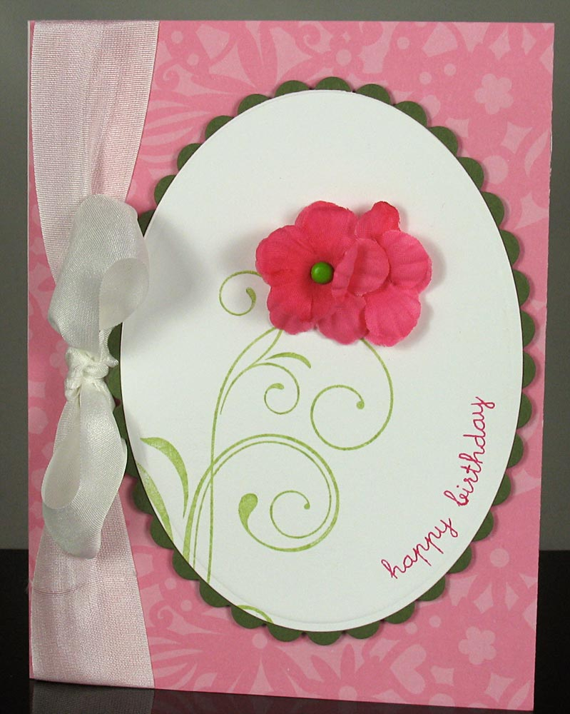 I created this card for the Color Swatch Challenge.  This card is based on the colors Hibiscus...