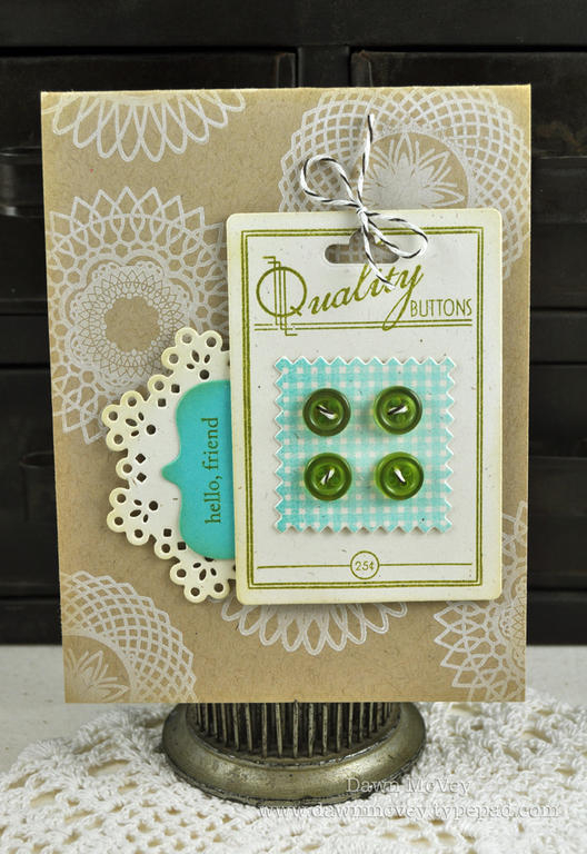 Paper: kraft, rustic cream, hawaiian shores<br />
Stamps: Delightful Doilies, Button Boutique,...