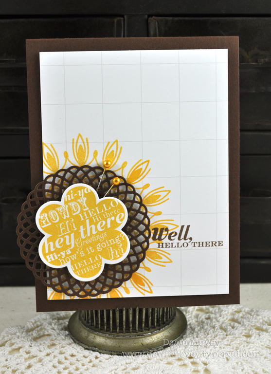 Paper: guide lines grid, stamper's select white, dark chocolate<br />
Stamps: Delightful...