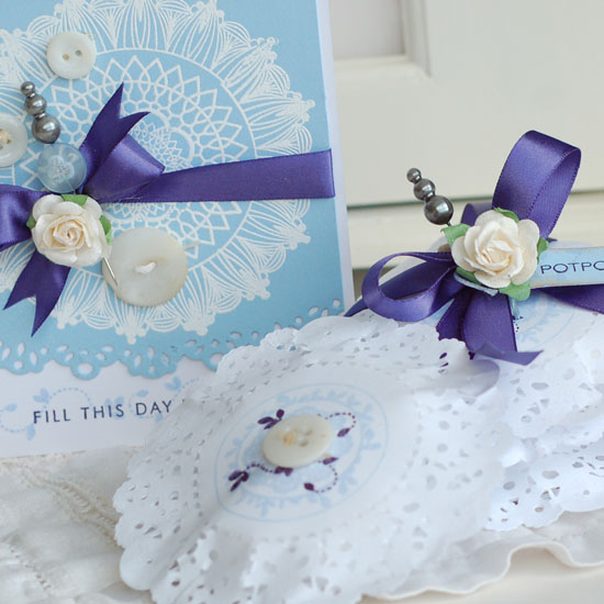 Doily Sachets:<br />
Stamps:  Just for You, Tags for Spring, Delightful Doilies<br />
Ink:...