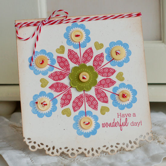 Stamps:  Flower Fusion #1<br />
Ink:  Pure Poppy, Ripe Avocado, Ballet Blue (Stampin'...