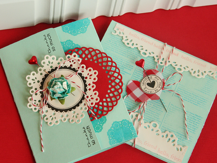 {Thanks so much card}<br />
<br />
    * STAMPS: NEW Delightful Doilies, NEW Tag Its #1...