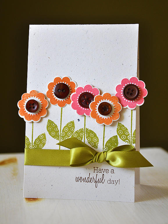 Stamps: Flower Fusion #1<br />
Ink: Simply Chartreuse, Dark Chocolate, Orange Zest &amp;...