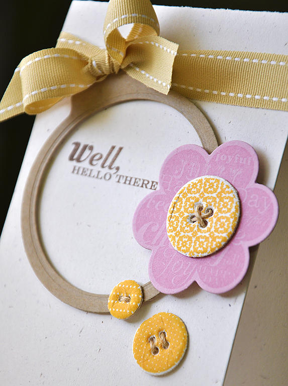 Stamps:  Hello, Friend, Bitty Background Block &amp; Button Boutique<br />
Ink:  Summer...