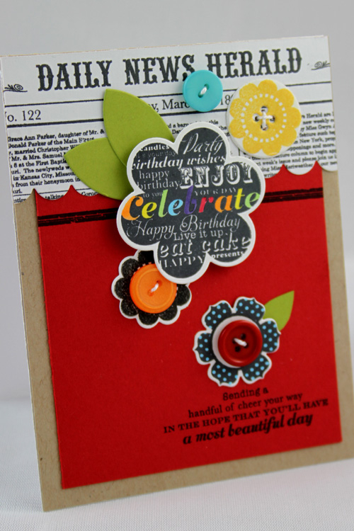 Celebrate<br />
<br />
Stamps: Hello, Friend!, Floral Fusion #1, Background Basics: Newsprint,...