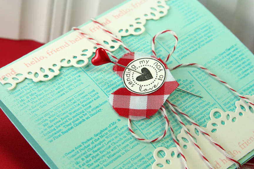 {Hello, Friend card}<br />
<br />
* STAMPS: NEW Background Basics - Newsprint, NEW Tag Its #1...