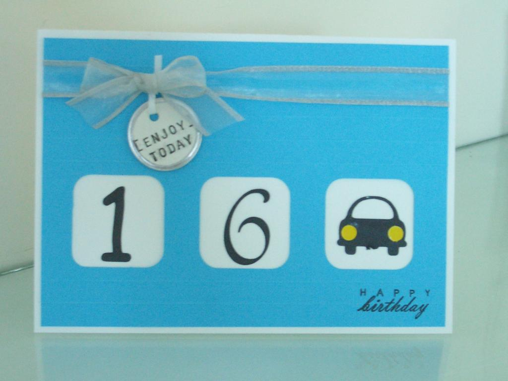 Happy Birthday card for my son... getting his license, hence the little car