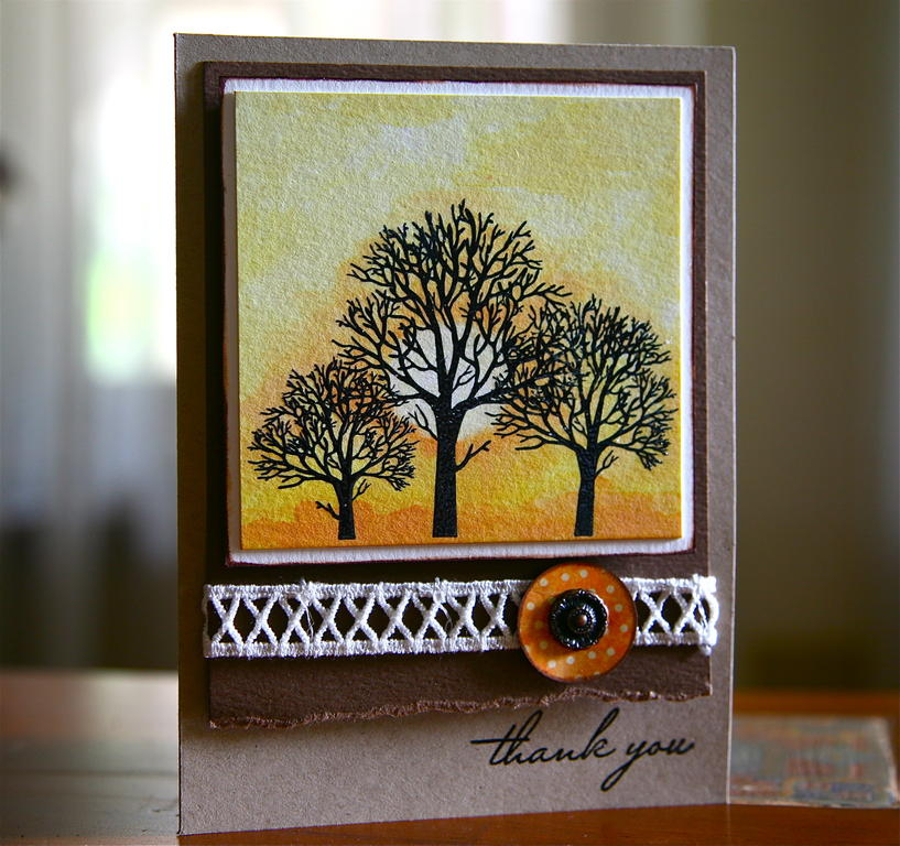 Through the Trees stamp set, Bazzill cardstock, Papertrey craft paper, Making Memories brad,...